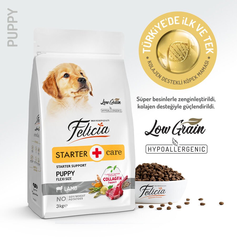 Felicia 3 Kg Kolajenli Kuzulu Az Tahıllı  Yavru Köpek Maması