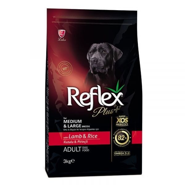 Reflex Plus Orta ve Büyük Irk Kuzu Etli Yetişkin Köpek Maması 3kg