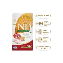 N&D Ancestral Grain Tavuklu ve Narlı Ata Tahıllı Kısırlaştırılmış Kedi Maması 1,5kg