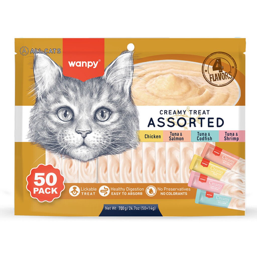 Wanpy Krema Kedi Ödül Maması 14gr (50 Adet) (4 Karışık Çeşitli)