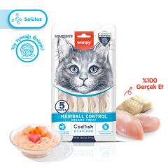 Wanpy Hairball Control Morinalı ve Tavuklu Tüy Yumağı Önleyici Krema Kedi Ödül Maması 14gr (5'li)