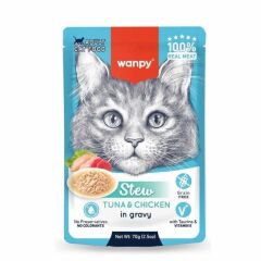 Wanpy Stew Sos İçinde Ton Balıklı ve Tavuklu Yetişkin Kedi Konservesi 70gr