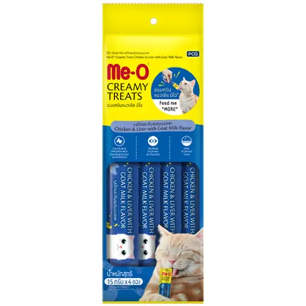 Meo Creamy Tavuk ve Ciğerli Keçi Sütlü Kedi Ödül Maması 4x15 gr