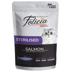 Felicia Jöle İçinde Somonlu Taurinli Tahılsız Kısırlaştırılmış Kedi Konservesi 85gr