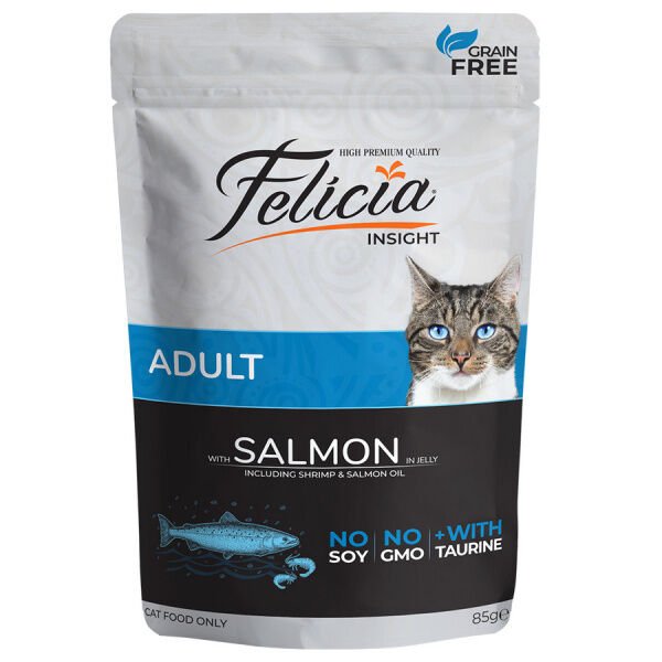 Felicia Jöle İçinde Somonlu Taurinli Tahılsız Yetişkin Kedi Konservesi 85gr