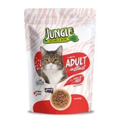 Jungle Pouch Sığır Eti Parçalı Soslu Yetişkin Kedi Konservesi 100gr
