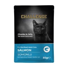 Challenge Pouch Jöle İçinde Parça Somonlu Kısırlaştırılmış Kedi Konservesi 85gr