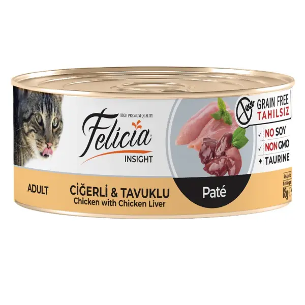 Felicia Kıyılmış Tavuklu ve Ciğerli Yetişkin Kedi Konservesi 85gr
