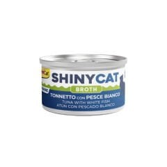 GimCat Shinycat Broth Sos İçinde Beyaz Balıklı ve Ton Balıklı Kedi Konservesi 70gr