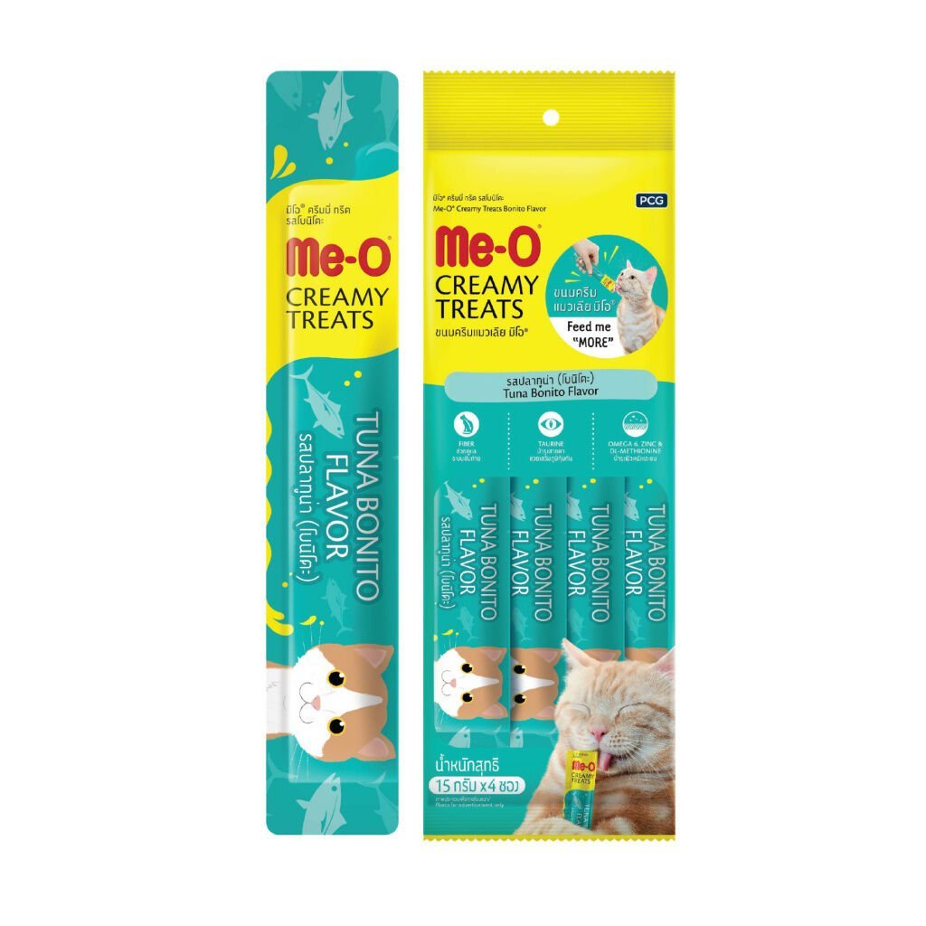 Me-O Kurutulmuş Füme Ton Balıklı Krema Kedi Ödül Maması 15gr (4'lü)