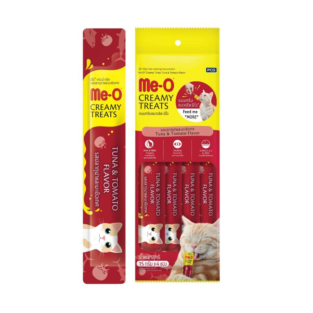 Me-O Ton Balıklı ve Domatesli Krema Kedi Ödül Maması 15gr (4'lü)
