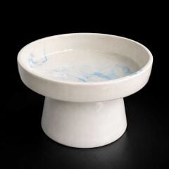 Seramik Mama  ve Su Kabı Mavi Ebru Desenli