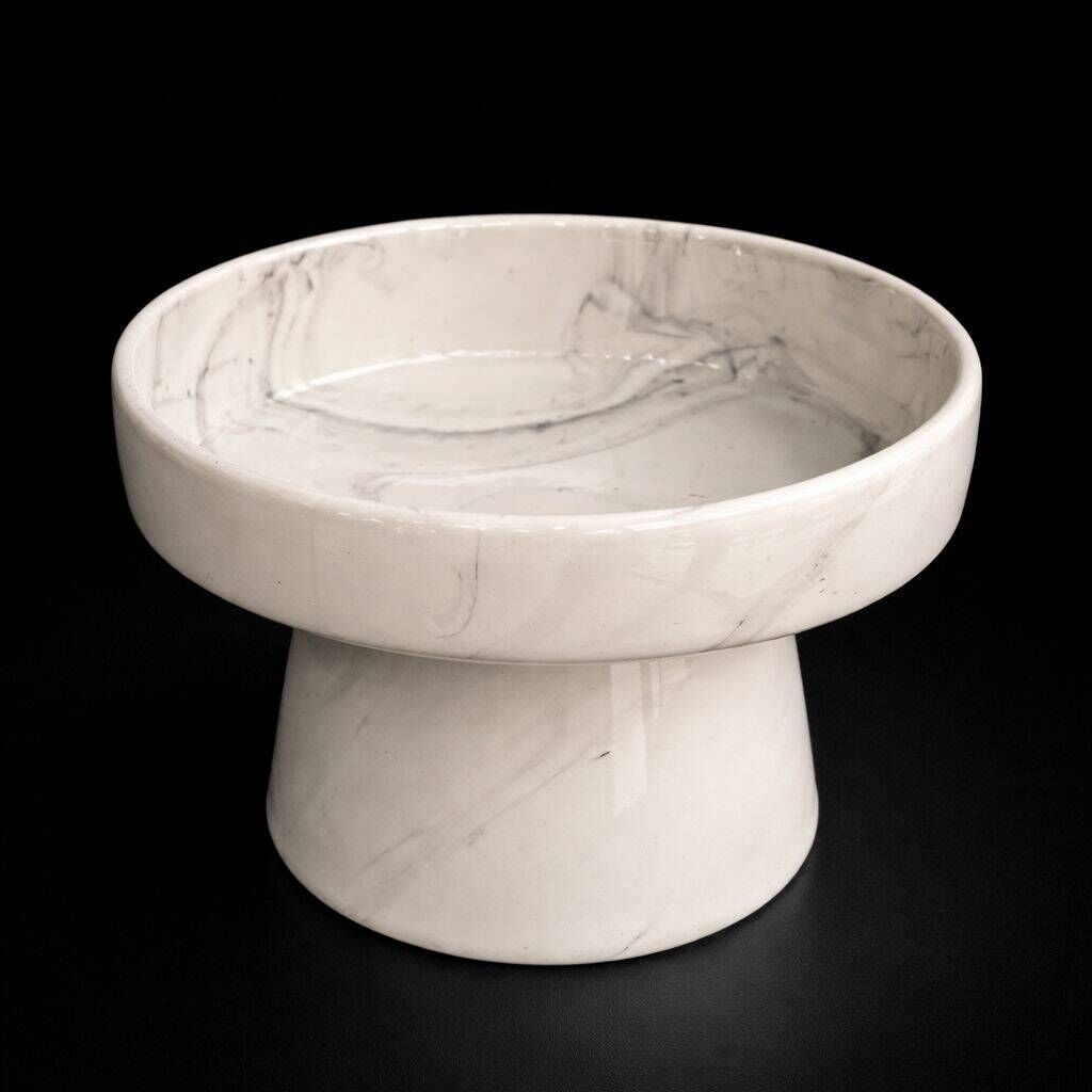 Seramik Mama ve Su Kabı Siyah Ebru Desenli