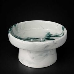 Seramik Mama ve Su Kabı Yeşil Ebru Desenli